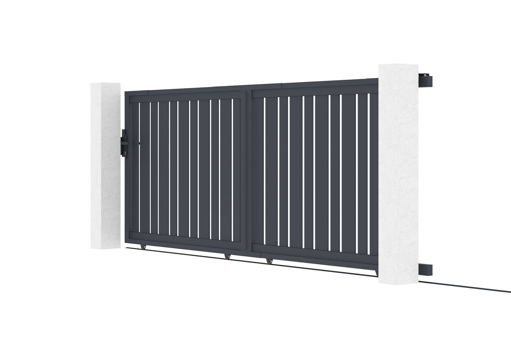 Casanoov Portail coulissant 4 m VEYMONT H.140 cm aluminium gris - Image 4
