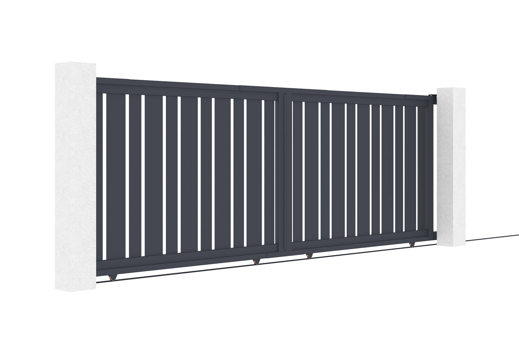 Casanoov Portail coulissant 4 m VEYMONT H.140 cm aluminium gris - Image 3