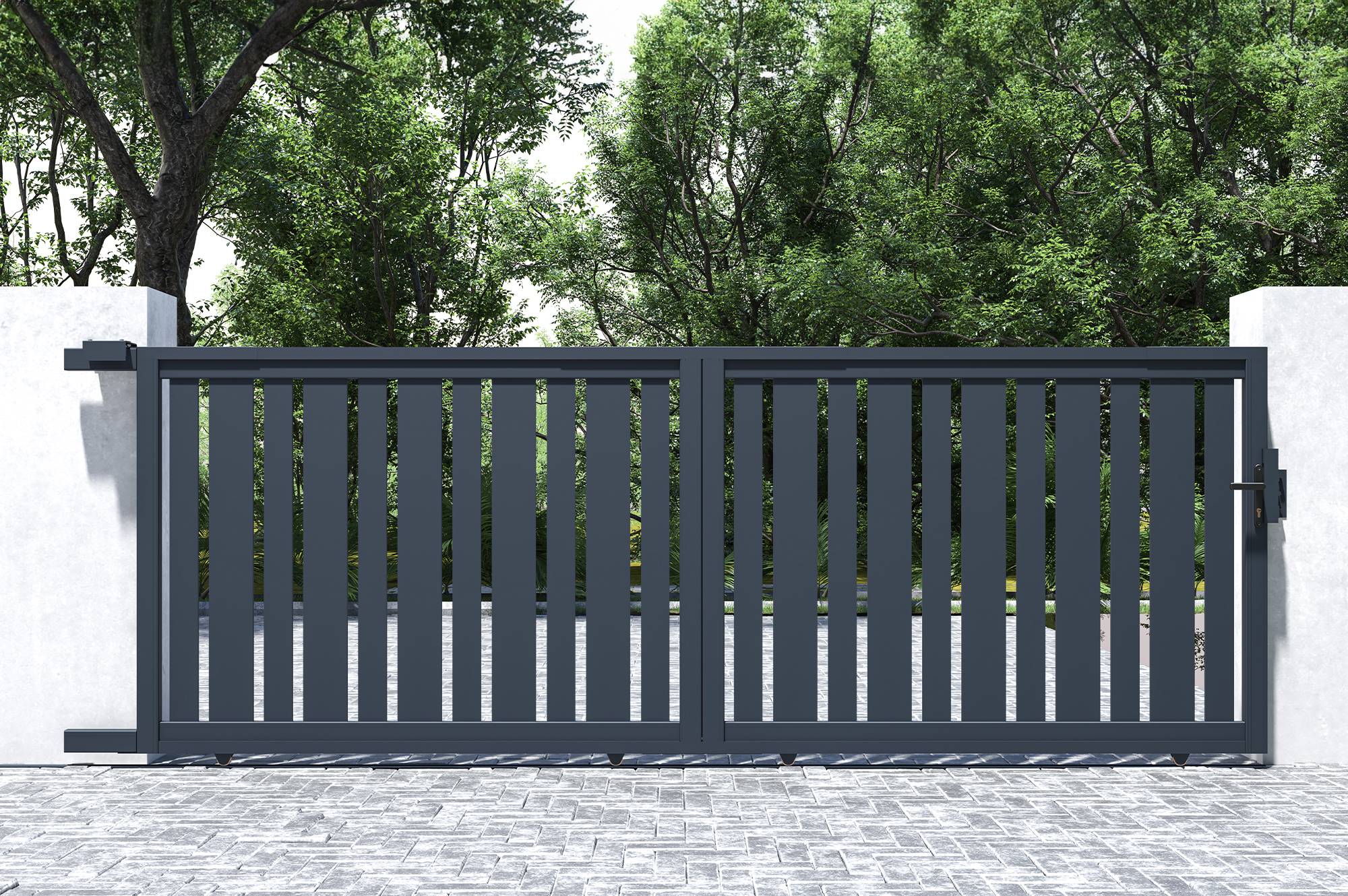 Casanoov Portail coulissant 4 m VEYMONT H.140 cm aluminium gris - Image 6