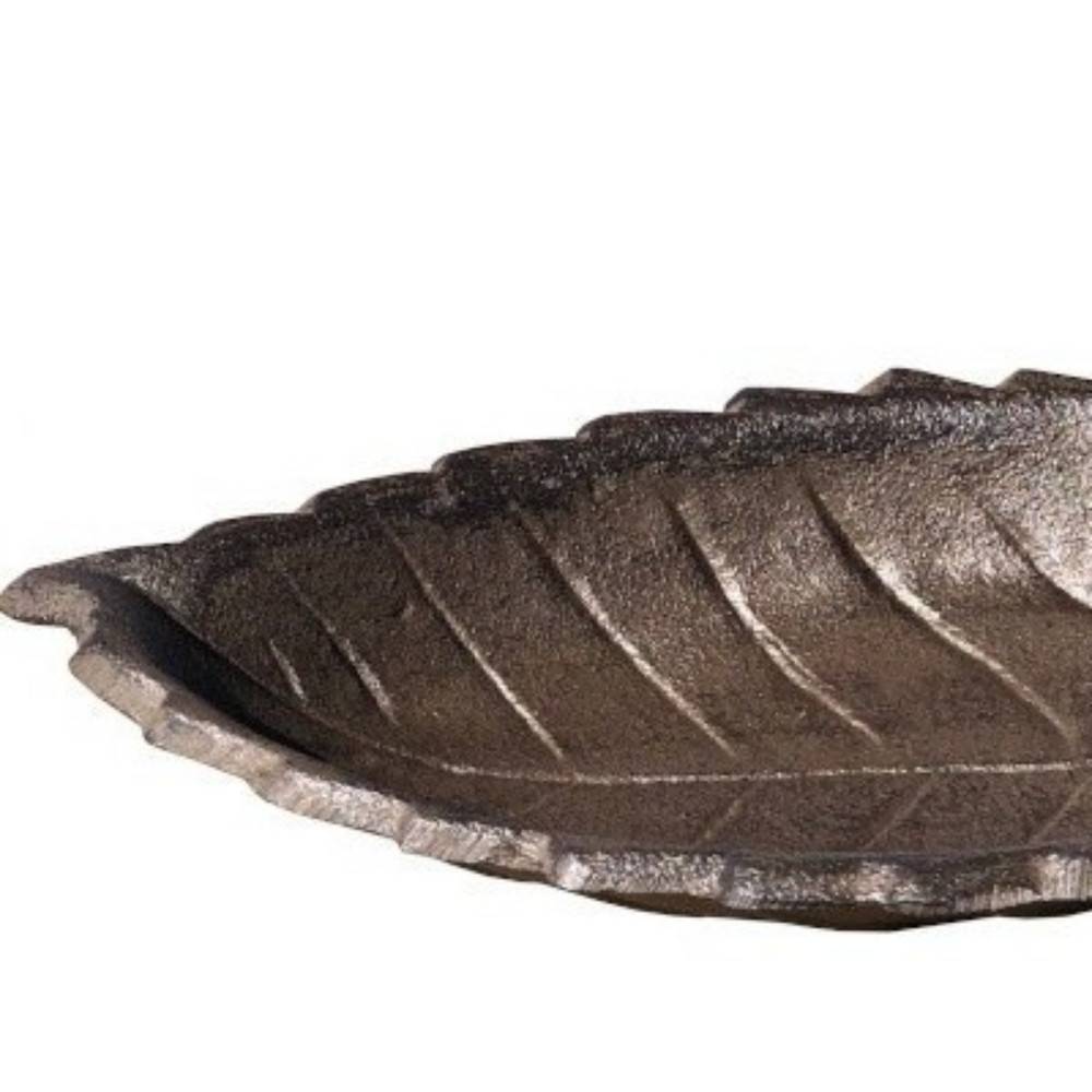 Mangeoire à oiseaux feuille abreuvoir jardin en fonte marron 26cm Chemin de campagne - Image 3