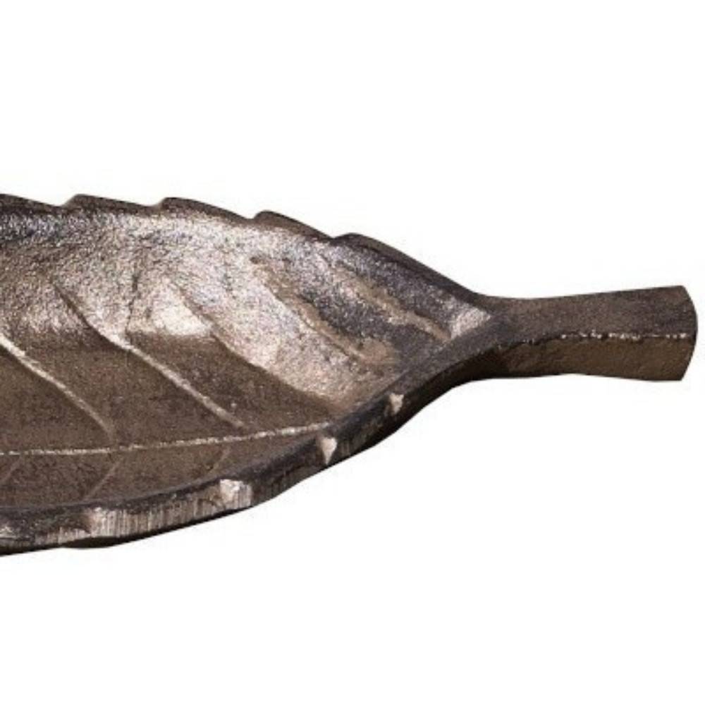 Mangeoire à oiseaux feuille abreuvoir jardin en fonte marron 26cm Chemin de campagne - Image 4