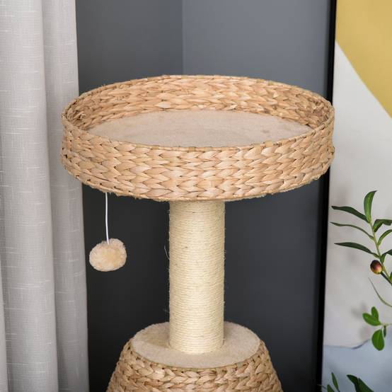 Arbre à chat sisal et peluche jaune 40 x 40 x 82.5 cm - PANGIVO - Image 9