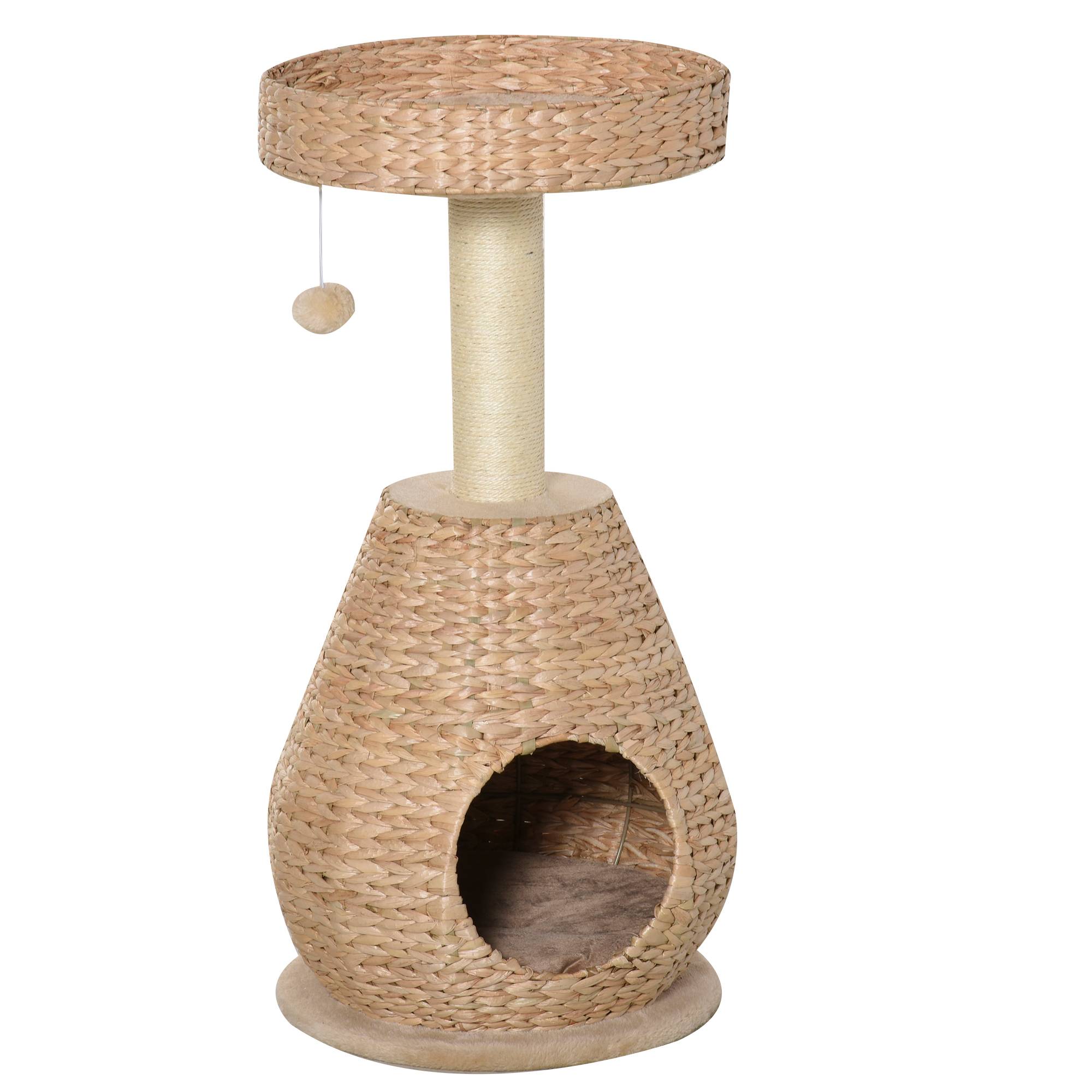 Arbre à chat sisal et peluche jaune 40 x 40 x 82.5 cm - PANGIVO - Image 2