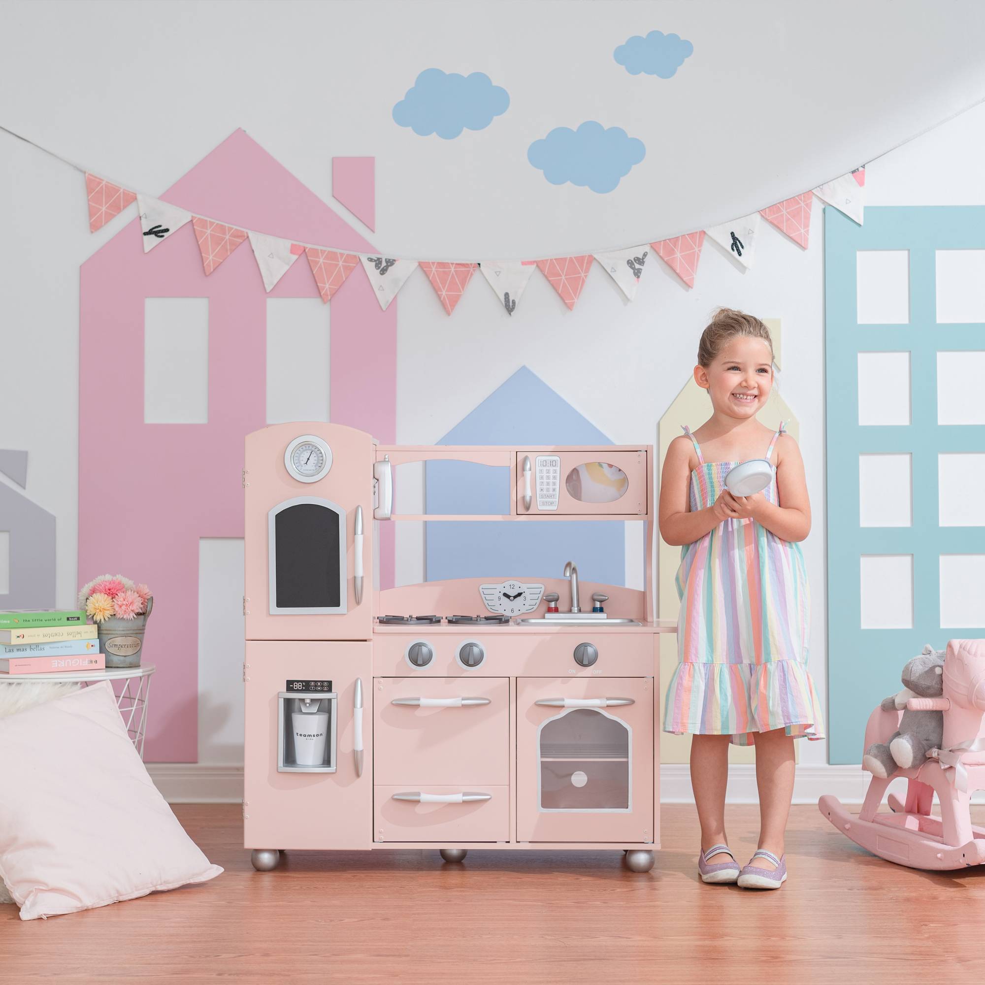 Cuisine en bois pour enfants 93.3cm, Rose Teamson Kids - Image 4