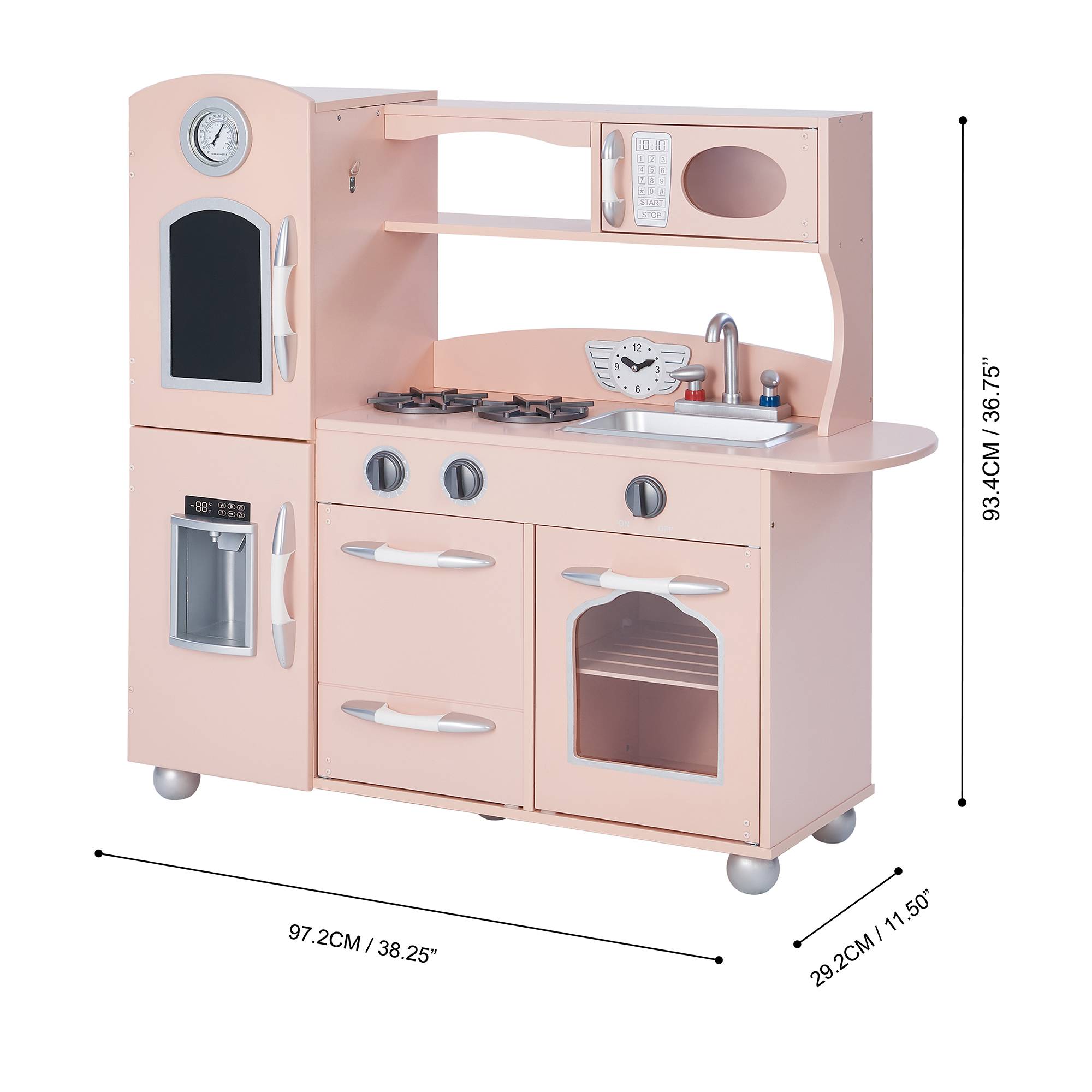 Cuisine en bois pour enfants 93.3cm, Rose Teamson Kids - Image 2
