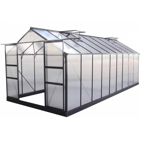 Serre de jardin 16,9 m² polycarbonate 4mm anthracite avec embase Green Protect - Image 3