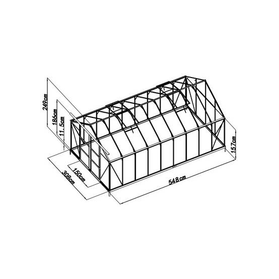 Serre de jardin 16,9 m² polycarbonate 4mm anthracite avec embase Green Protect - Image 5