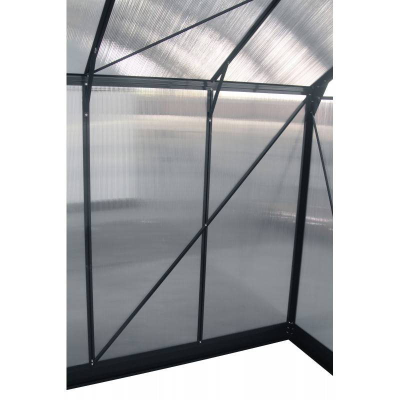 Serre de jardin 16,9 m² polycarbonate 4mm anthracite avec embase Green Protect - Image 7