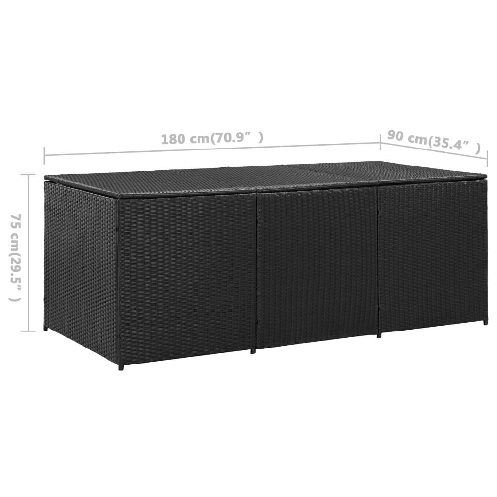 Coffre boîte meuble de jardin rangement résine tressée 180 x 90 x 75 cm noir - Image 7
