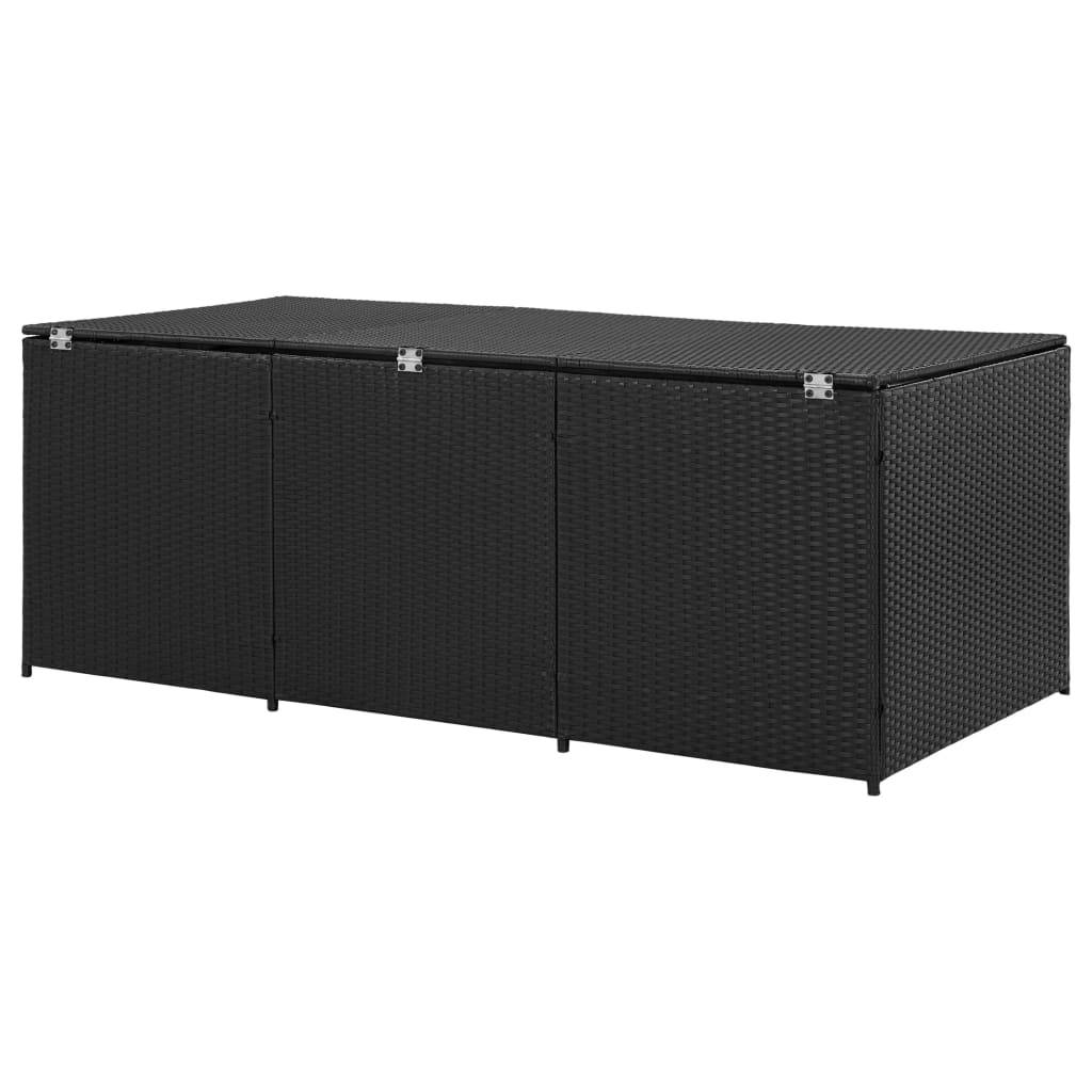 Coffre boîte meuble de jardin rangement résine tressée 180 x 90 x 75 cm noir - Image 5