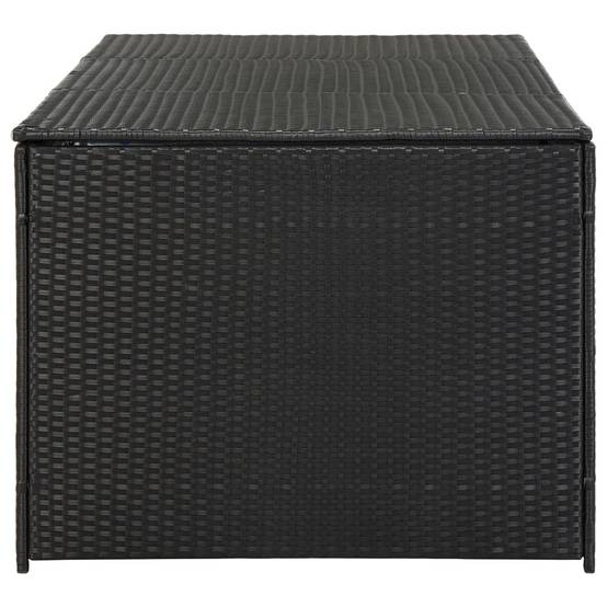 Coffre boîte meuble de jardin rangement résine tressée 180 x 90 x 75 cm noir - Image 4