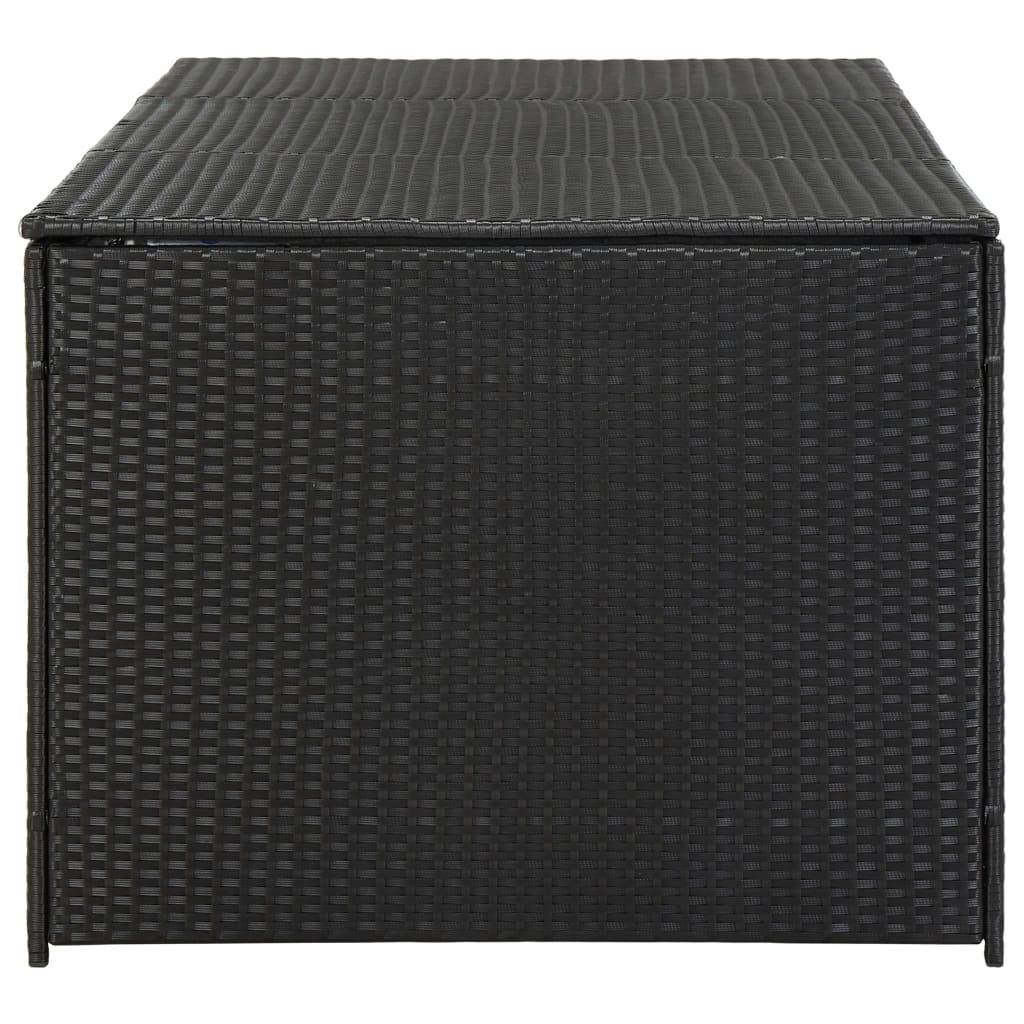 Coffre boîte meuble de jardin rangement résine tressée 180 x 90 x 75 cm noir - Image 4