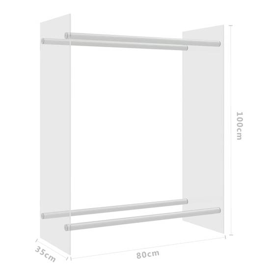 Range-bûches moderne Verre Trempé et Acier pour Salon Stockage bûches 80x35x100 cm Transparent - ComfortXL Outdoor Living - Image 6