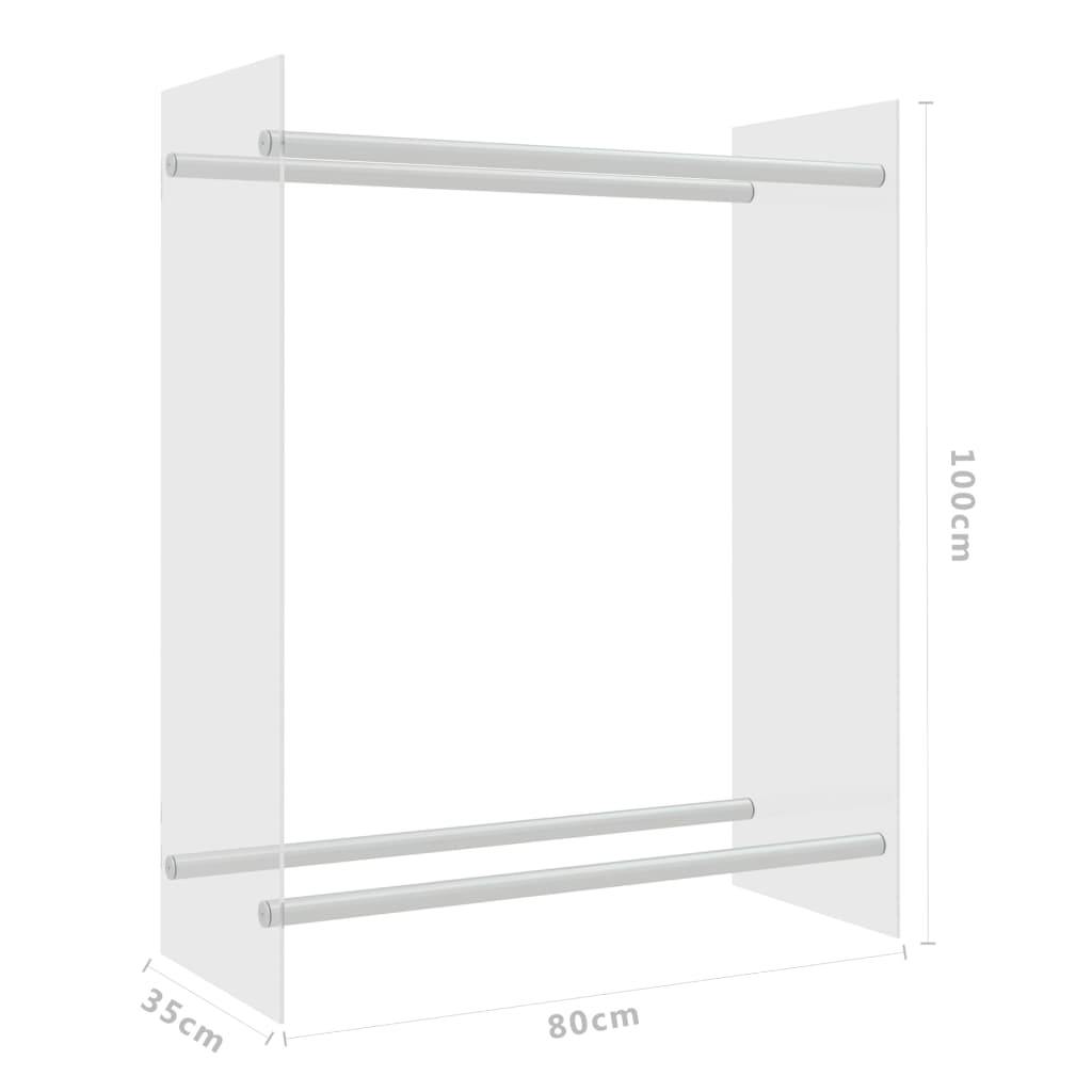 Range-bûches moderne Verre Trempé et Acier pour Salon Stockage bûches 80x35x100 cm Transparent - ComfortXL Outdoor Living - Image 6