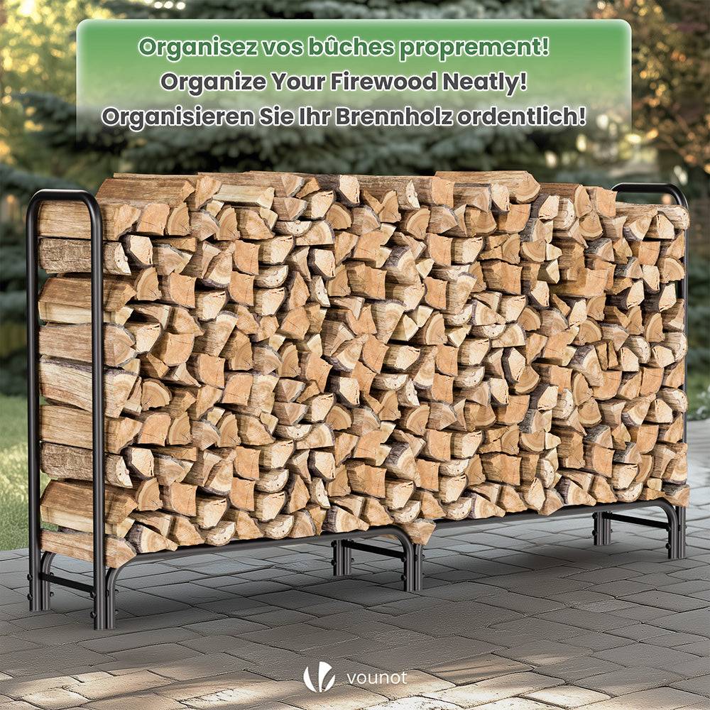 Serre bûche 2m avec housse verte - acier anti-rouille - support bois cheminée - range bois intérieur et extérieur - VOUNOT® - Image 2