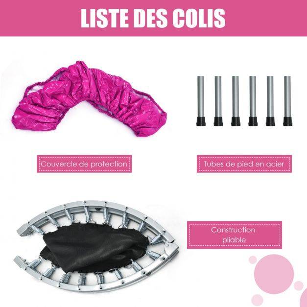 Helloshop26 - Trampoline de fitness pliable diamètre 95,5 cm pour intérieur et extérieur pour adultes et enfants charge max 150 kg rose - Image 5
