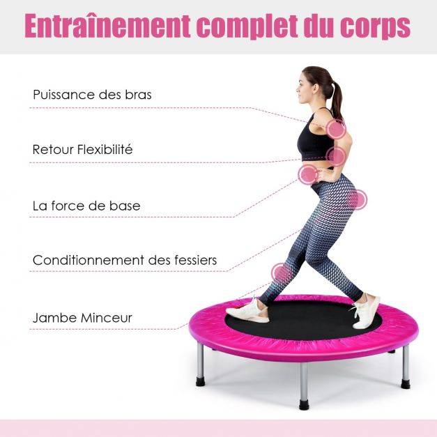 Helloshop26 - Trampoline de fitness pliable diamètre 95,5 cm pour intérieur et extérieur pour adultes et enfants charge max 150 kg rose - Image 4