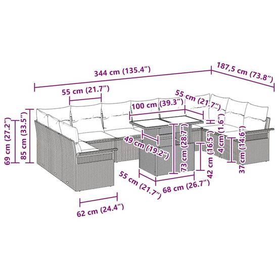 Vidaxl - Ensemble de canapé de jardin 11 pcs Noir Poly rotin vidaXL 3348359 - Image 3