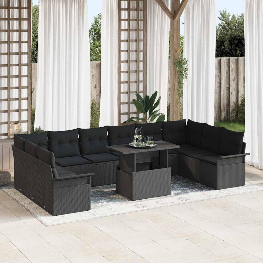 Vidaxl - Ensemble de canapé de jardin 11 pcs Noir Poly rotin vidaXL 3348359 - Image 1