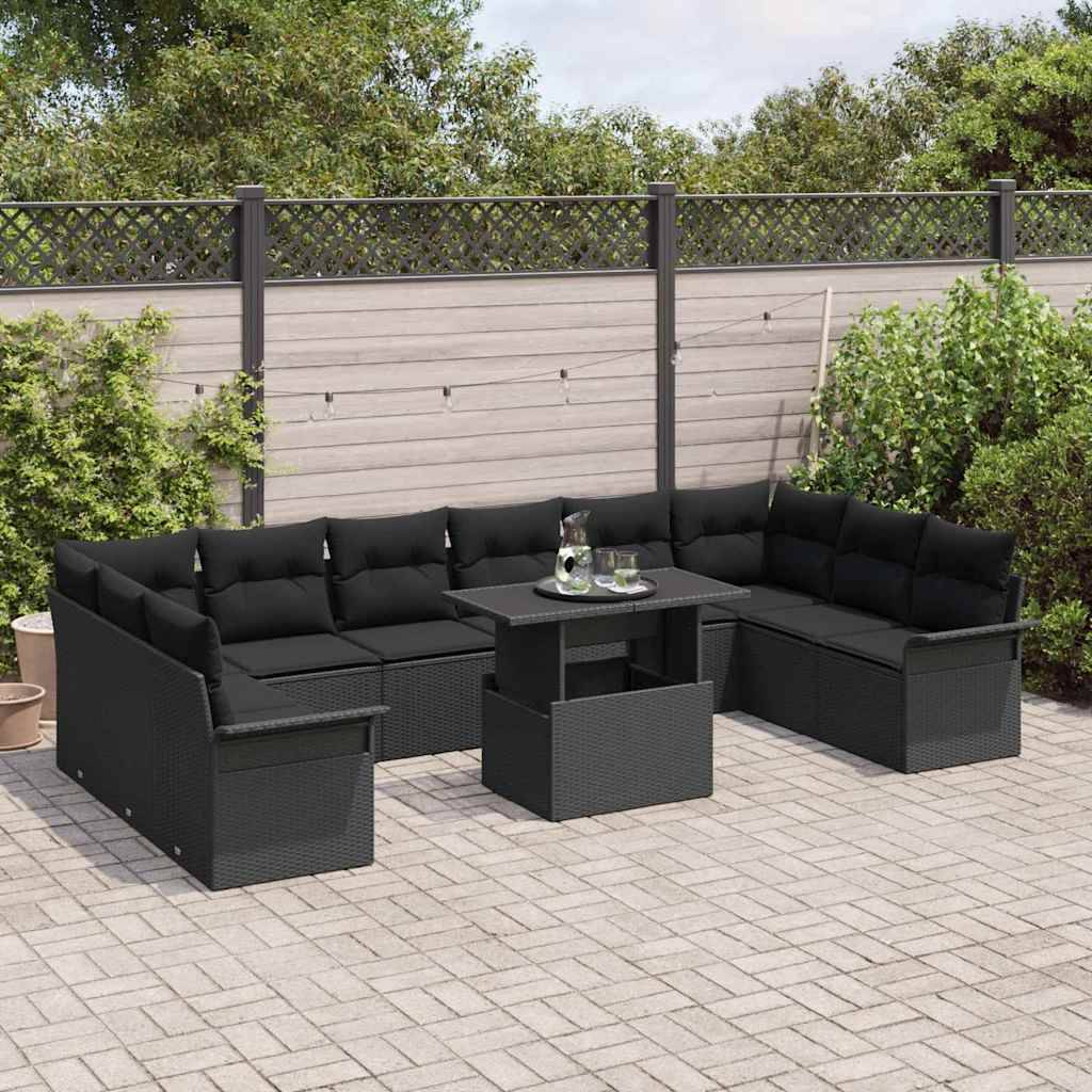 Vidaxl - Ensemble de canapé de jardin 11 pcs Noir Poly rotin vidaXL 3348359 - Image 4