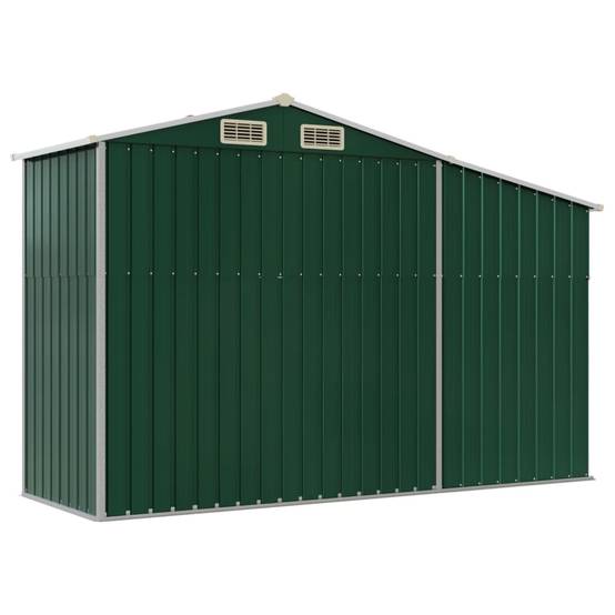 Abri de jardin Acier galvanisé avec bûcher Rangement outils 277x93cm Vert - ComfortXL Outdoor Living - Image 6