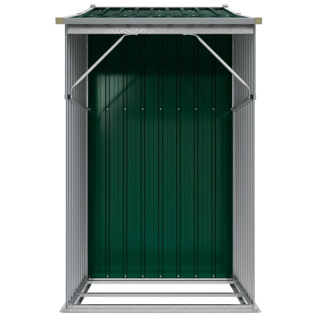 Abri de jardin Acier galvanisé avec bûcher Rangement outils 277x93cm Vert - ComfortXL Outdoor Living - Image 5