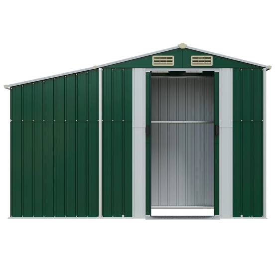 Abri de jardin Acier galvanisé avec bûcher Rangement outils 277x93cm Vert - ComfortXL Outdoor Living - Image 4