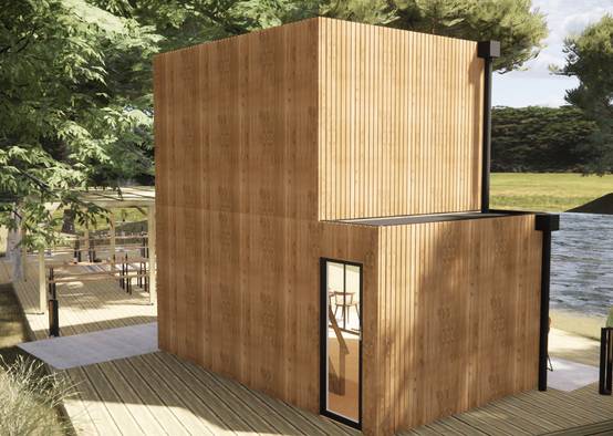 Studio de jardin bien isolé en bois 5,5 x 3,5 x 2,7 m / isolation RE2020 avec mezzanine et terrasse - Image 10