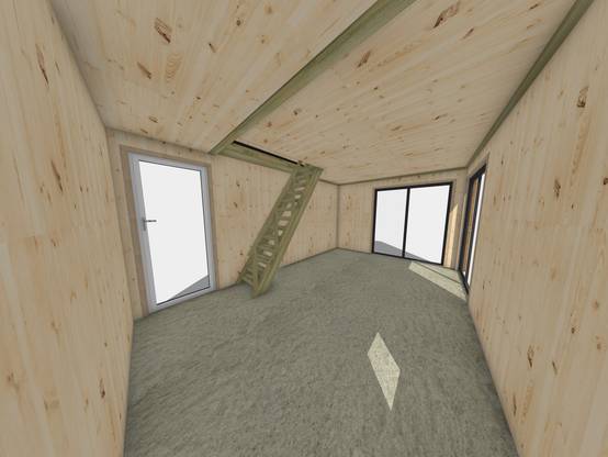 Studio de jardin bien isolé en bois 5,5 x 3,5 x 2,7 m / isolation RE2020 avec mezzanine et terrasse - Image 5