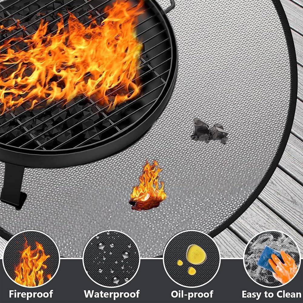 Accessoires de barbecue,Tapis de barbecue ignifuge et ignifuge pour barbecue en extérieur, camping, rond, 61 cm-Lytech - Image 7