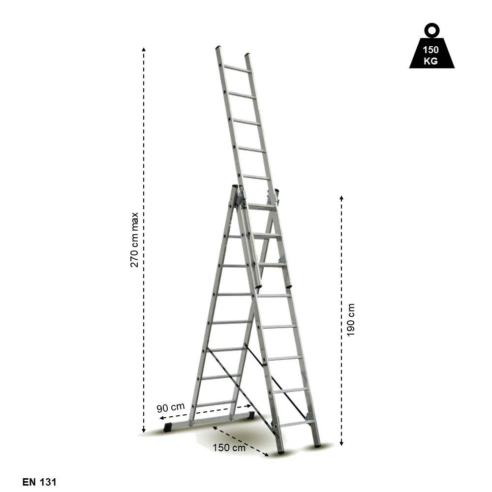 Sans Marque - Échelle 3 plans transformable - 2,17 à 4,51 m - Image 2