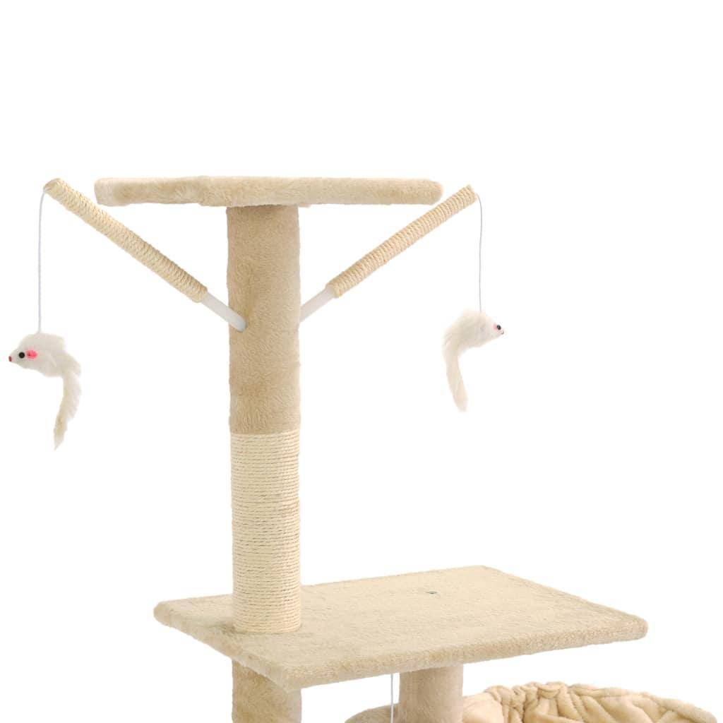 Helloshop26 - Arbre à chat griffoir grattoir niche jouet animaux peluché en sisal 230-250 cm beige - Image 5