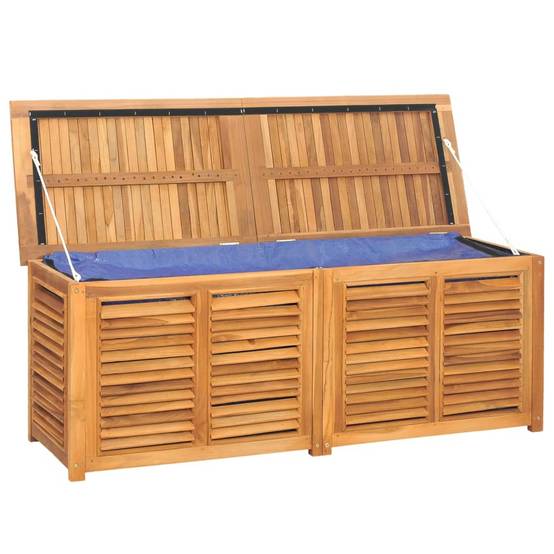 Boîte de rangement jardin et sac 150 x 50 x 53 cm bois massif teck - Image 3