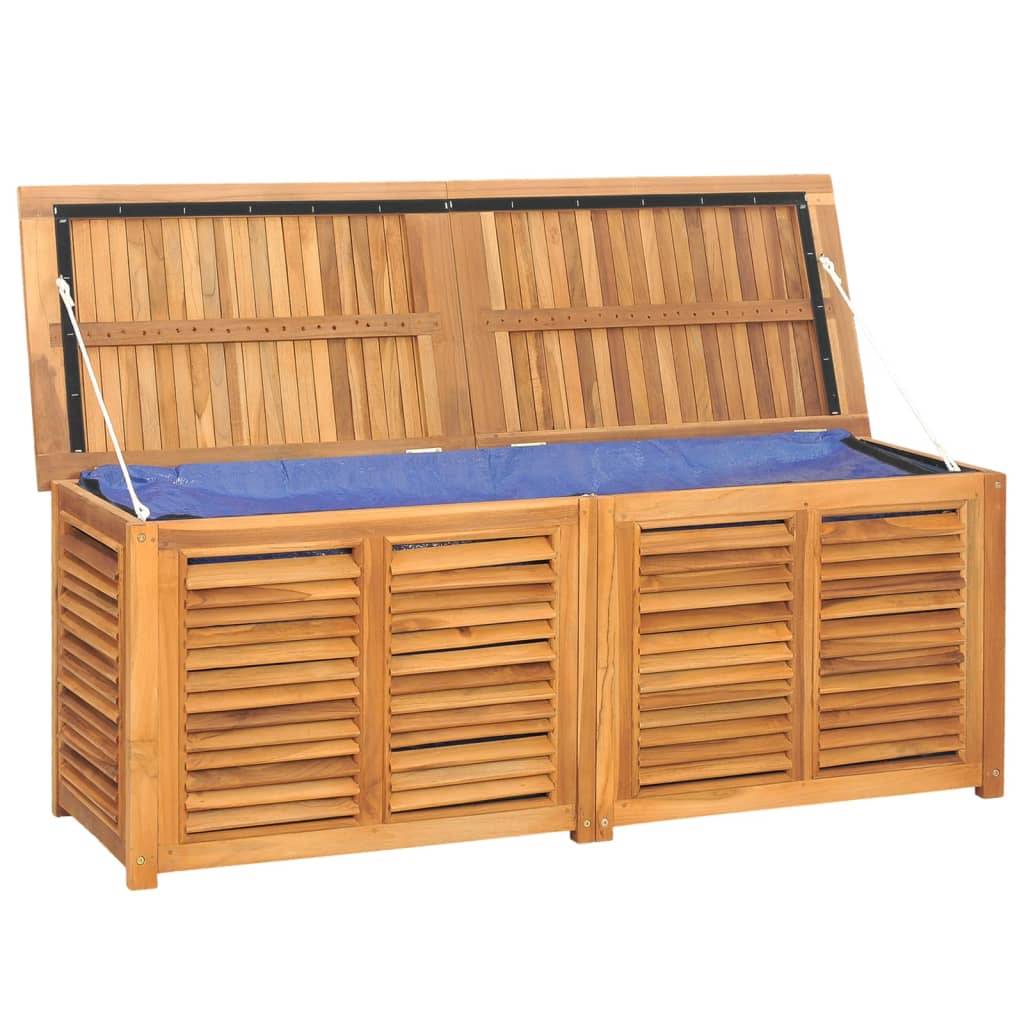 Boîte de rangement jardin et sac 150 x 50 x 53 cm bois massif teck - Image 3
