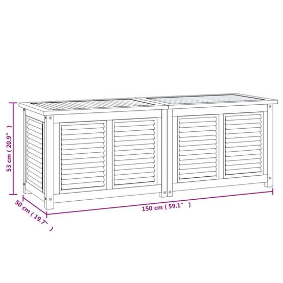 Boîte de rangement jardin et sac 150 x 50 x 53 cm bois massif teck - Image 7