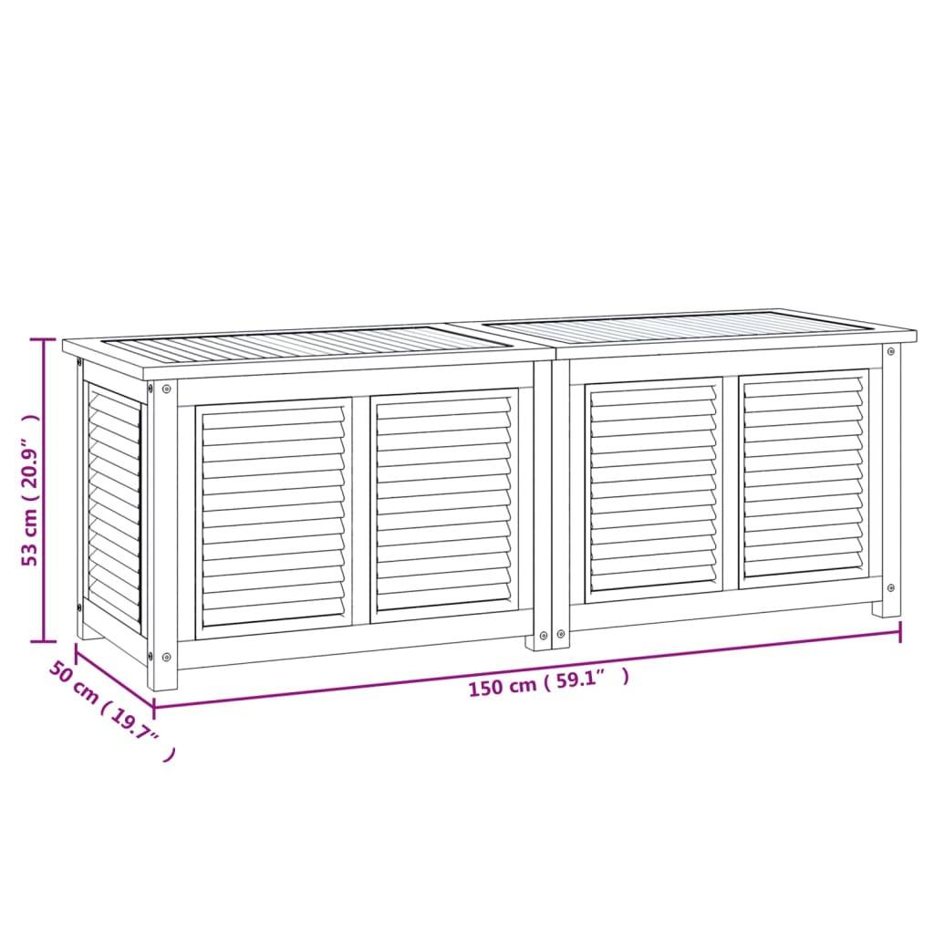 Boîte de rangement jardin et sac 150 x 50 x 53 cm bois massif teck - Image 7