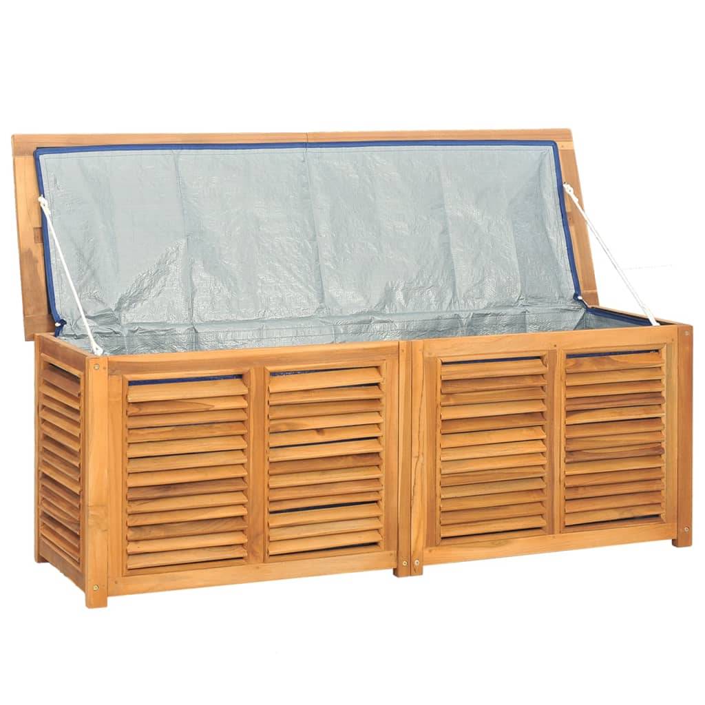Boîte de rangement jardin et sac 150 x 50 x 53 cm bois massif teck - Image 4