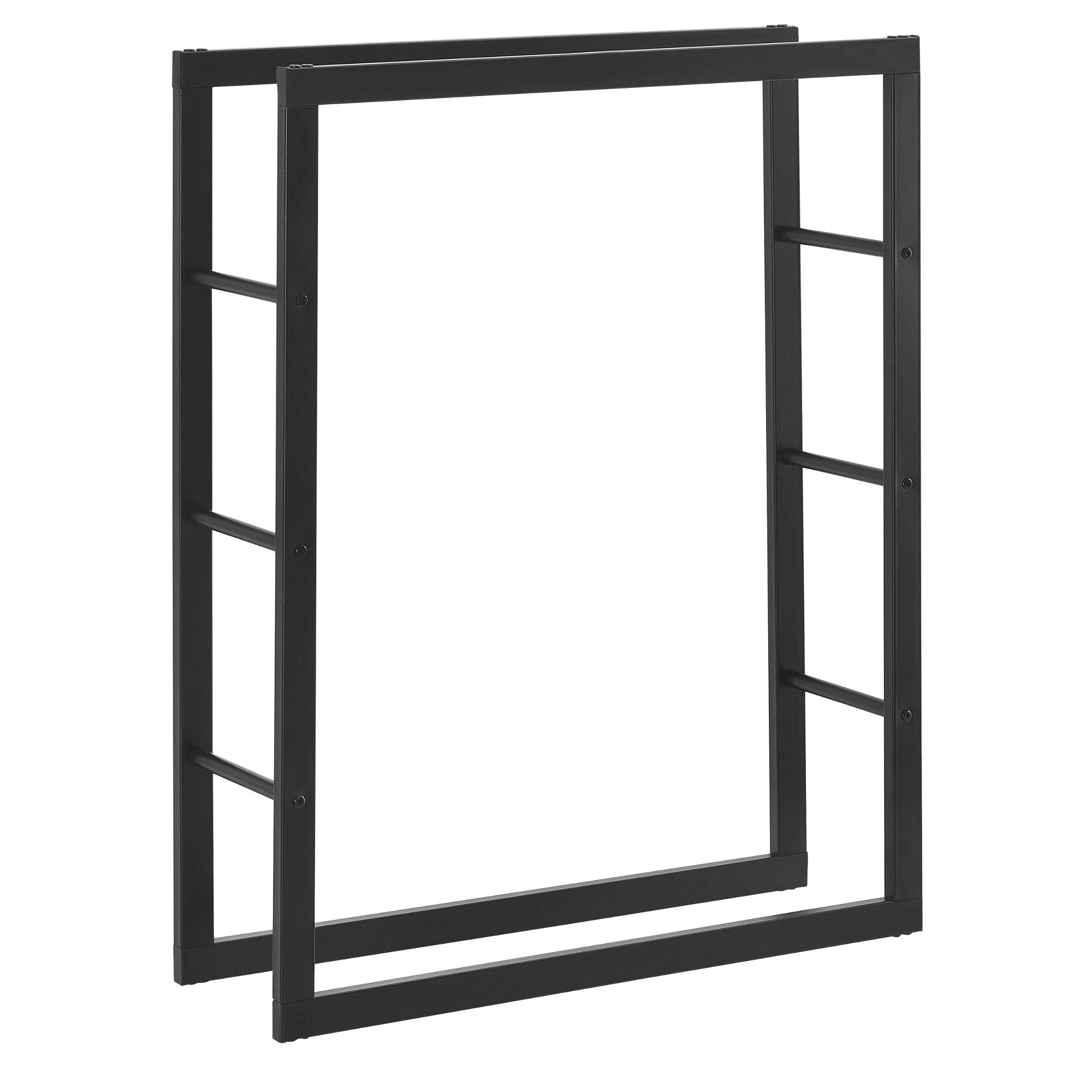 Helloshop26 - Porte-bûches robuste range-bûches solide support pour bois de chauffage rangement efficace pour intérieur extérieur acier laqué 80 x 100 x 25 cm noir - Image 1