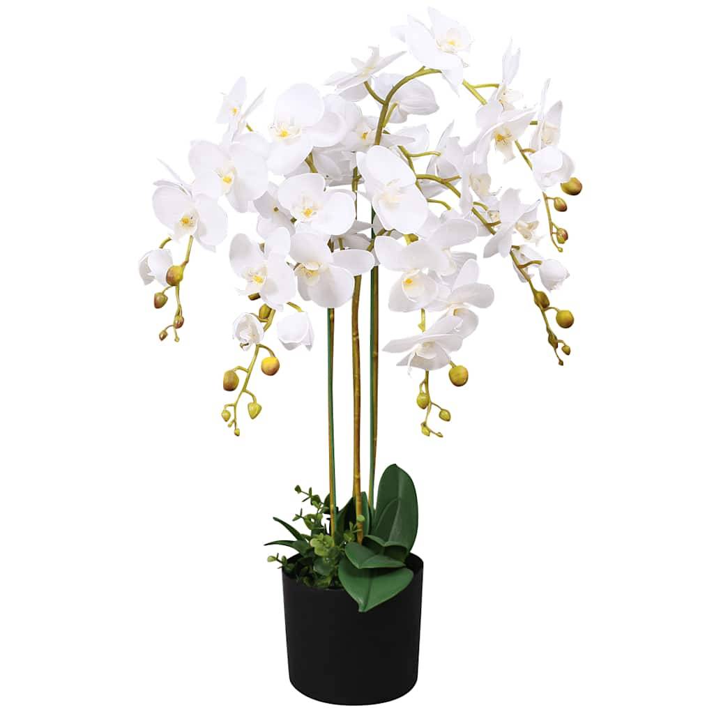 Plante artificielle orchidée polyester blanc 17.5 x 17.5 x 75 cm - PANGIVO - Image 1