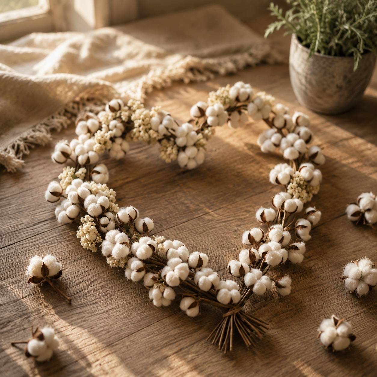 10 Tiges De Fleurs De Coton Séchées + 5 Têtes Interchangeables Décoration Naturelle Maison Mariage - Image 6