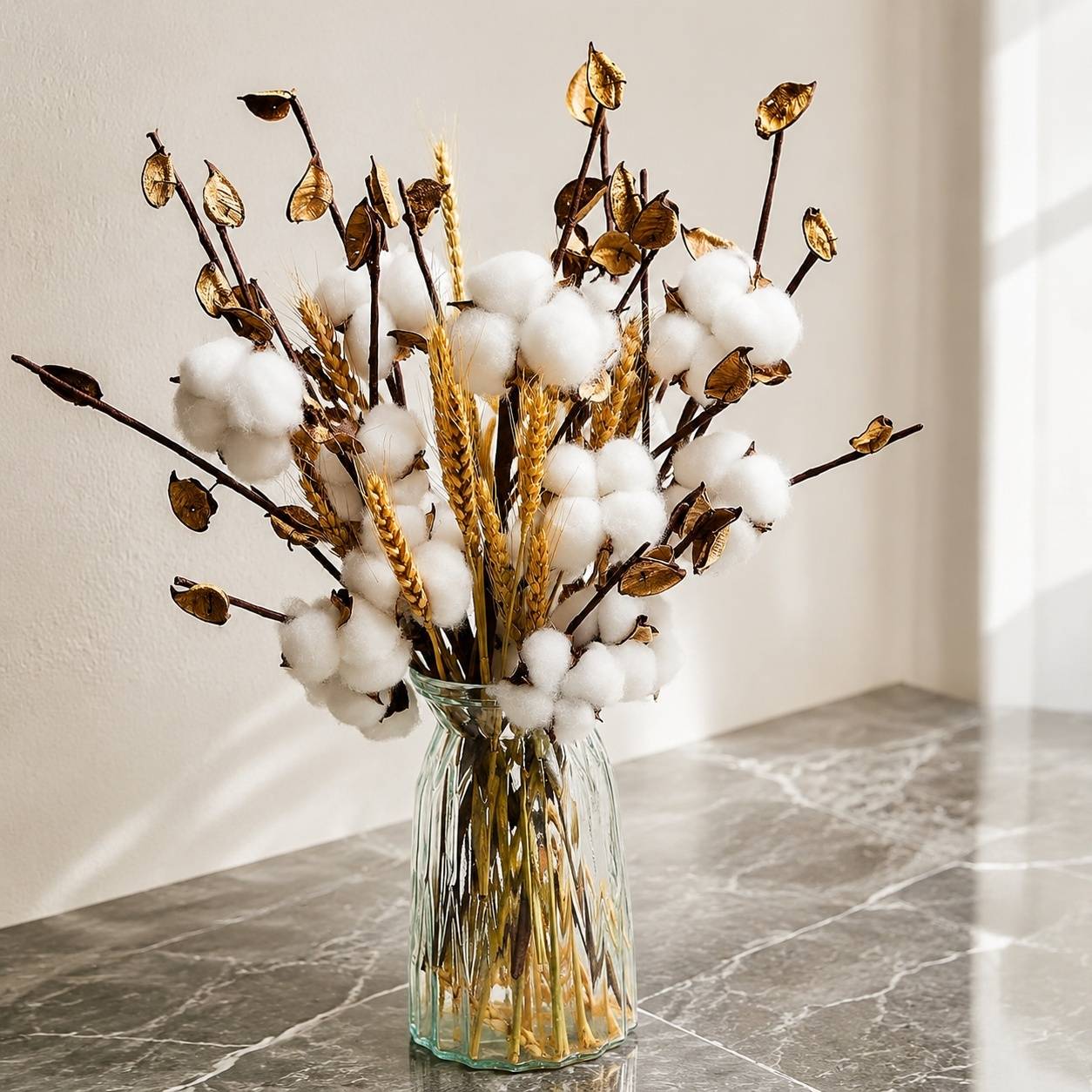 10 Tiges De Fleurs De Coton Séchées + 5 Têtes Interchangeables Décoration Naturelle Maison Mariage - Image 8