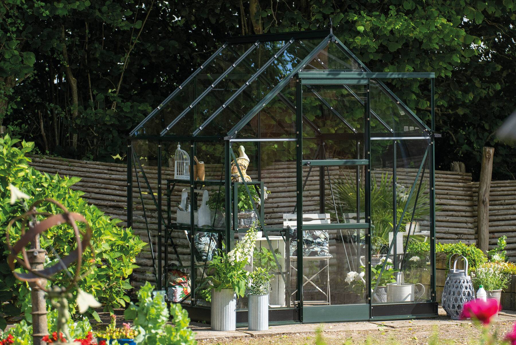 Halls - Serre en verre trempé 3,7 m² ICON 6, vert - Halls
