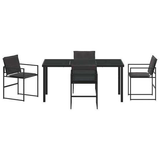 Ensemble Repas Jardin 4 Personnes Acier Textilène Table Verre 160cm et Chaises Résistant UV Noir – ComfortXL Outdoor Living - Image 7