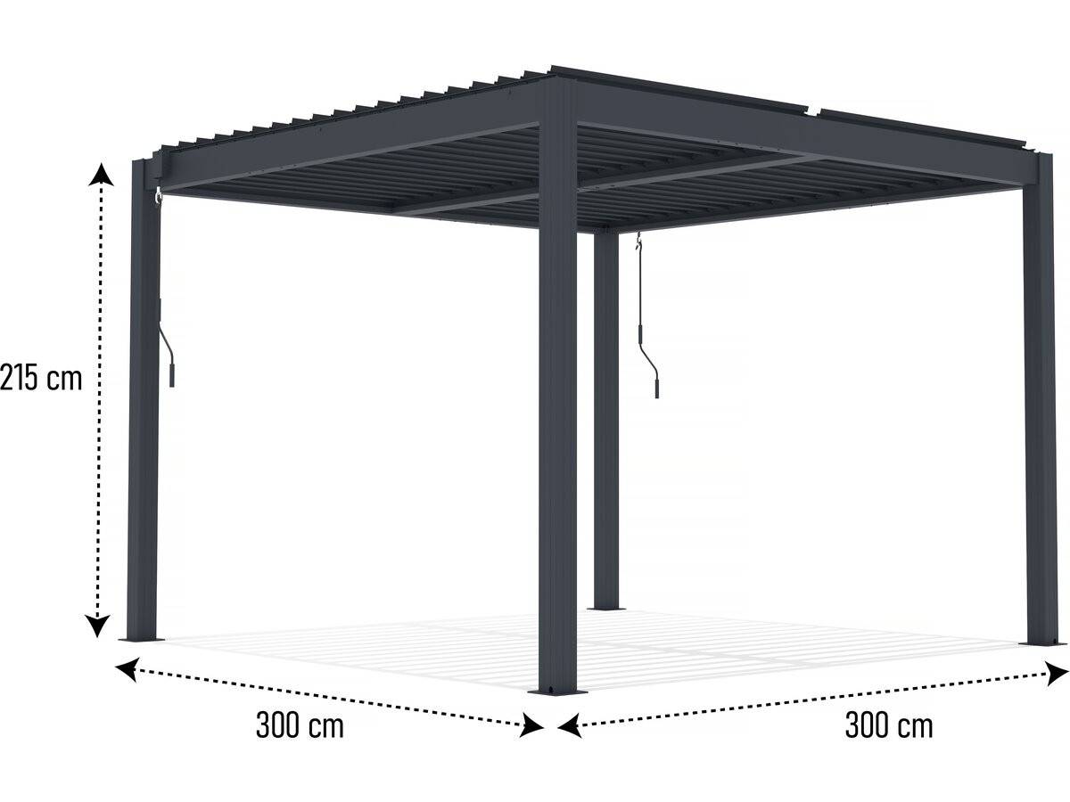 Pergola Bioclimatique Avec Led En Aluminium "windsor Premium" 3 X 3 - Gris -habitat Et Jardin - Image 4