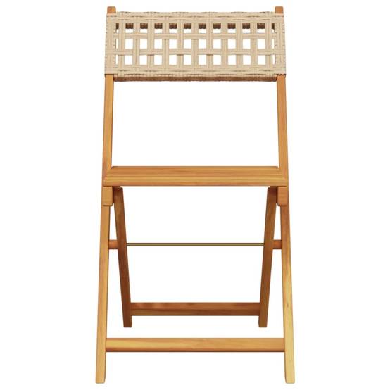 Lot de 6 Chaises de jardin | Chaise d'extérieur pliantes beige rotin et bois massif - Image 4
