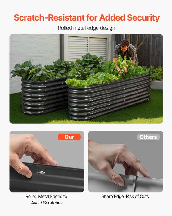 Vevor - VEVOR Carré Potager Surélevé Métal Galvanisé Lit Jardin 240x60x60 cm Gris Foncé - Image 4