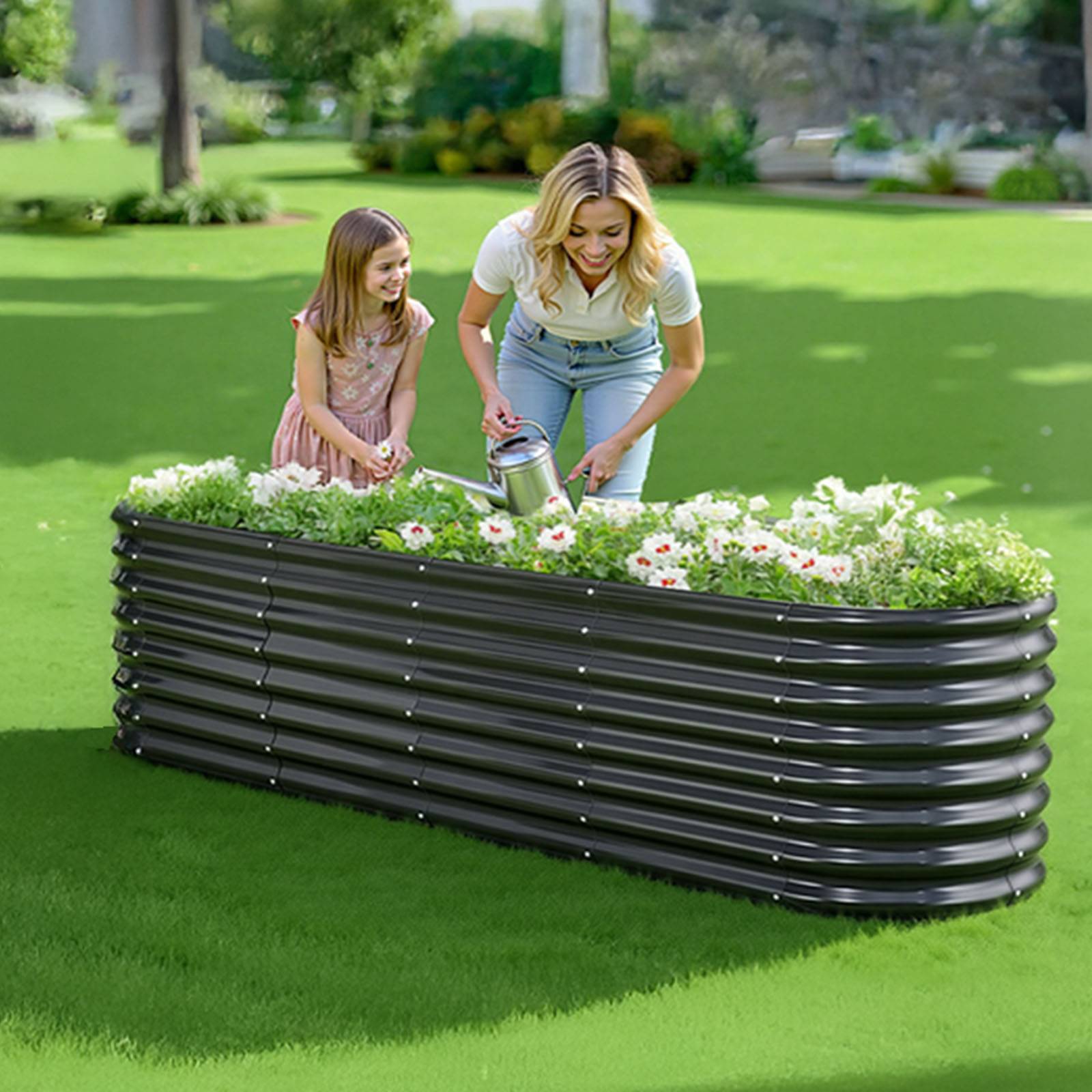 Vevor - VEVOR Carré Potager Surélevé Métal Galvanisé Lit Jardin 240x60x60 cm Gris Foncé - Image 8