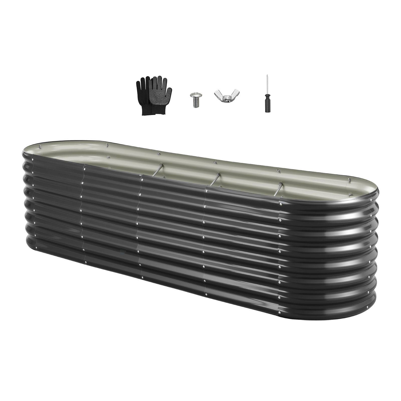 Vevor - VEVOR Carré Potager Surélevé Métal Galvanisé Lit Jardin 240x60x60 cm Gris Foncé - Image 1