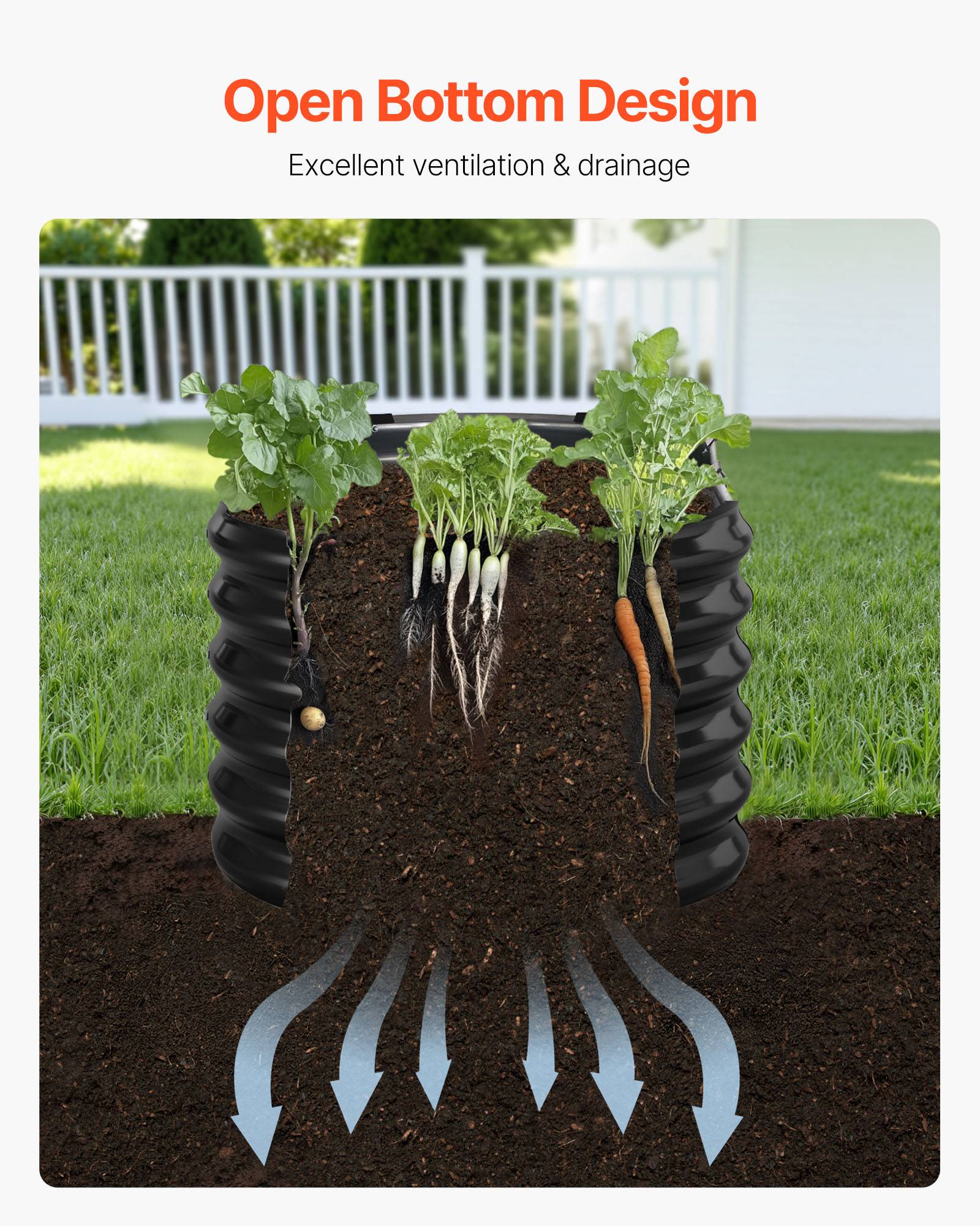 Vevor - VEVOR Carré Potager Surélevé Métal Galvanisé Lit Jardin 240x60x60 cm Gris Foncé - Image 6