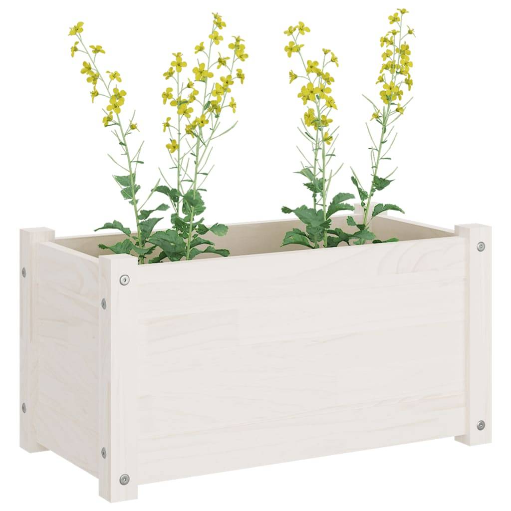 Maison Chic - Jardinière - Pot De Fleurs - Bac à Fleurs blanc 60x31x31 cm bois de pin massif - Image 7